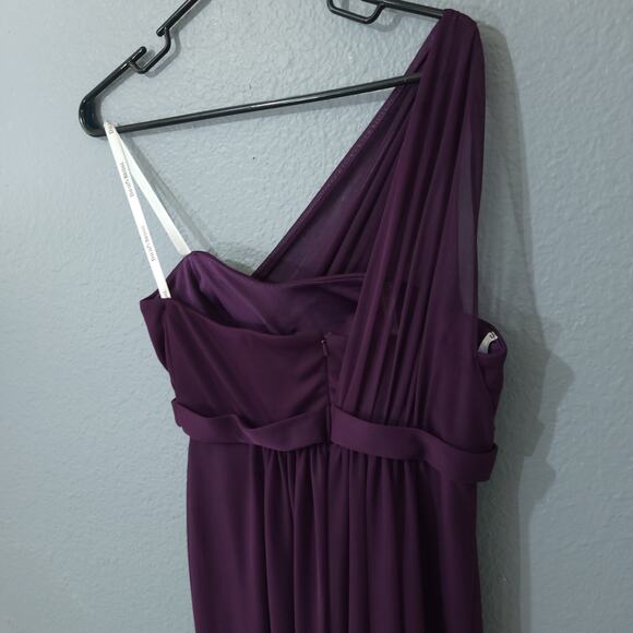 Davids Bridal Dress Womens 4 Style F15607 Purple Asymmetrical Sheer Short Party - Picture 11 of 13